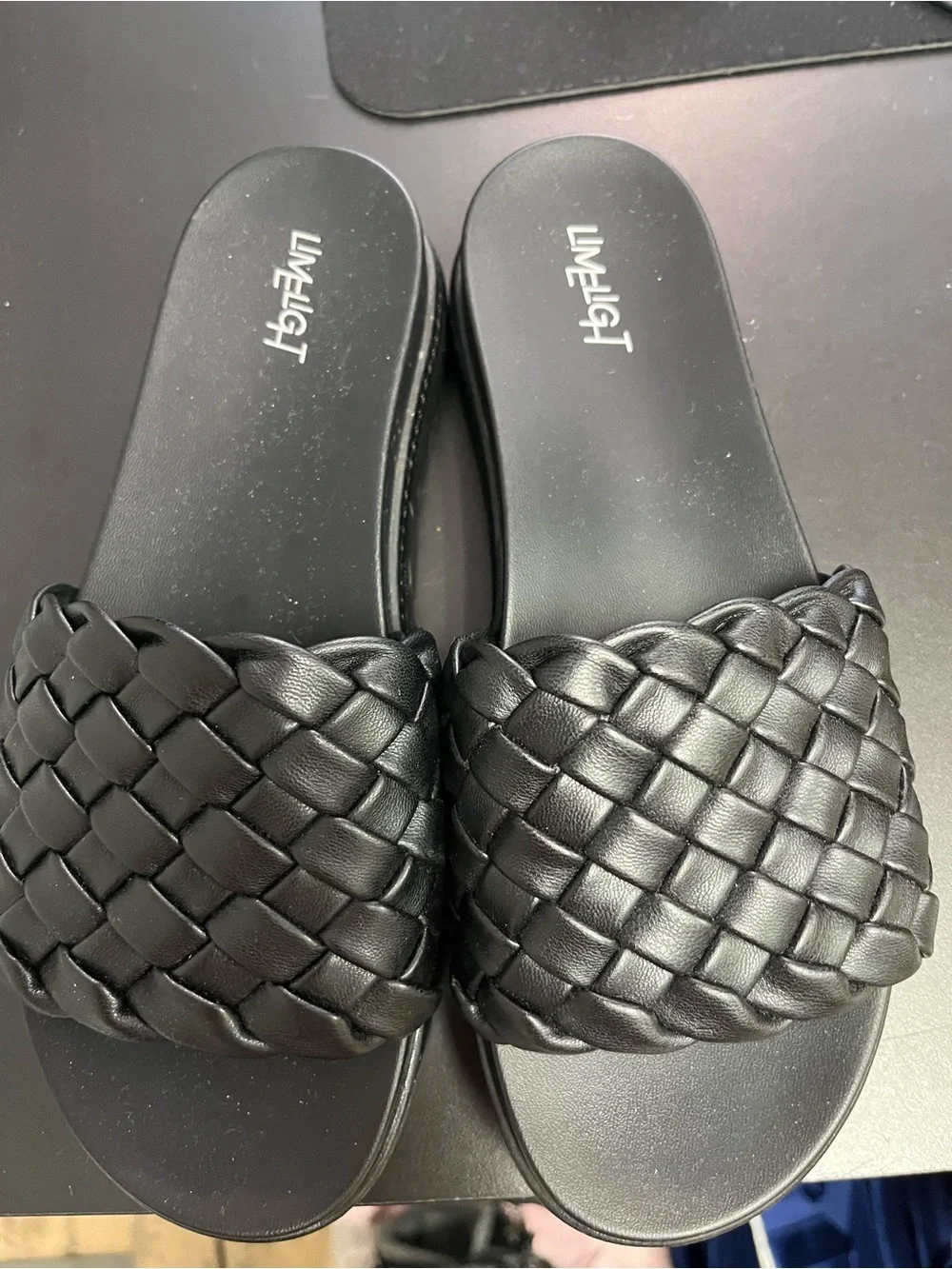1423/ lime light sandals Lively Black Woven Slide Sandals for Women Size 7
